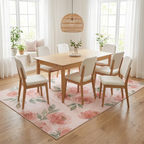 Blush Pink Watercolor Area Rug — Machine Washable, Romantic Floral