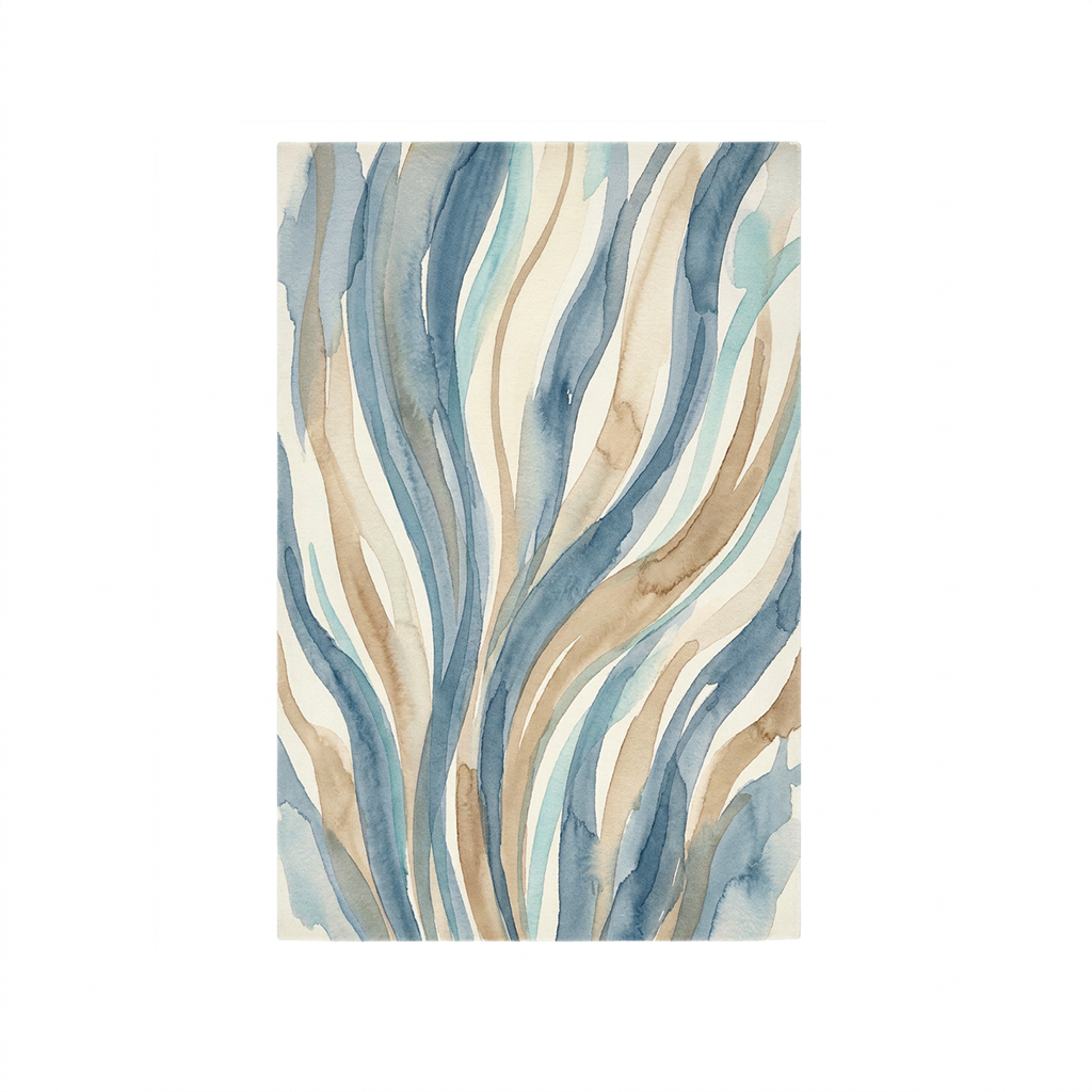 Seagrass Watercolor Area Rug — Machine Washable, Soft Green & Natural