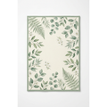 Sage Garden Botanical Area Rug — Machine Washable, Fern Leaf Pattern