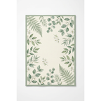 Sage Garden Botanical Area Rug — Machine Washable, Fern Leaf Pattern