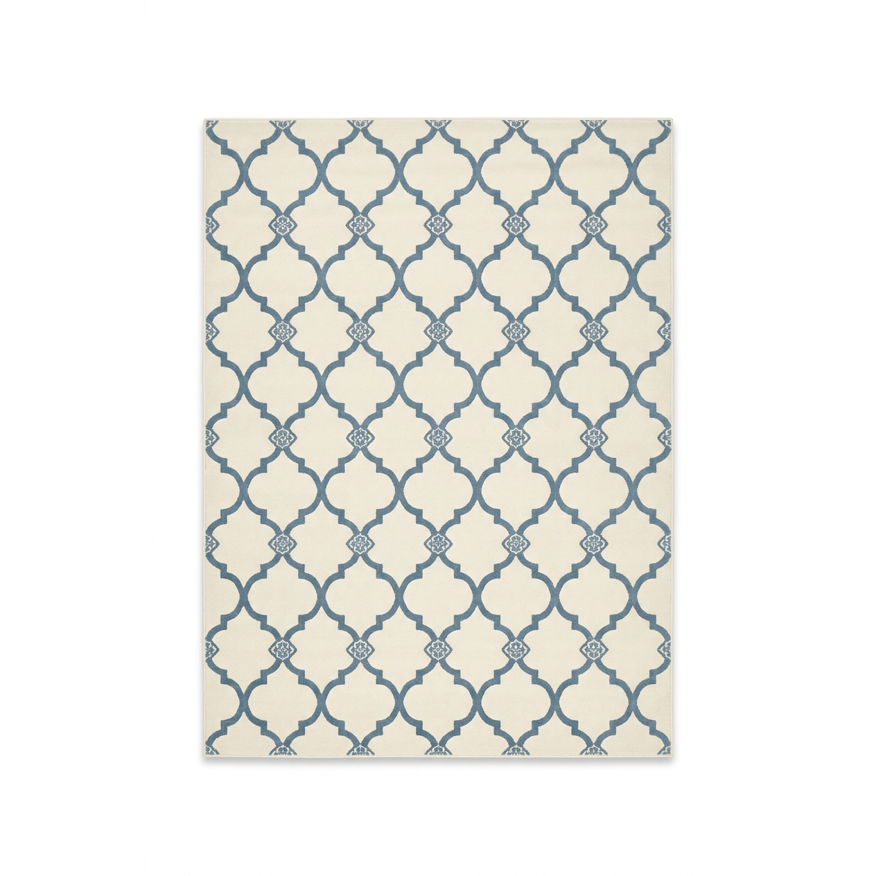 Dusty Blue Moroccan Area Rug — Machine Washable, Moroccan Quatrefoil