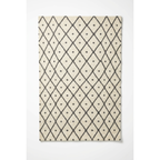 Cream Geometric Diamond Area Rug — Machine Washable, Diamond Lattice