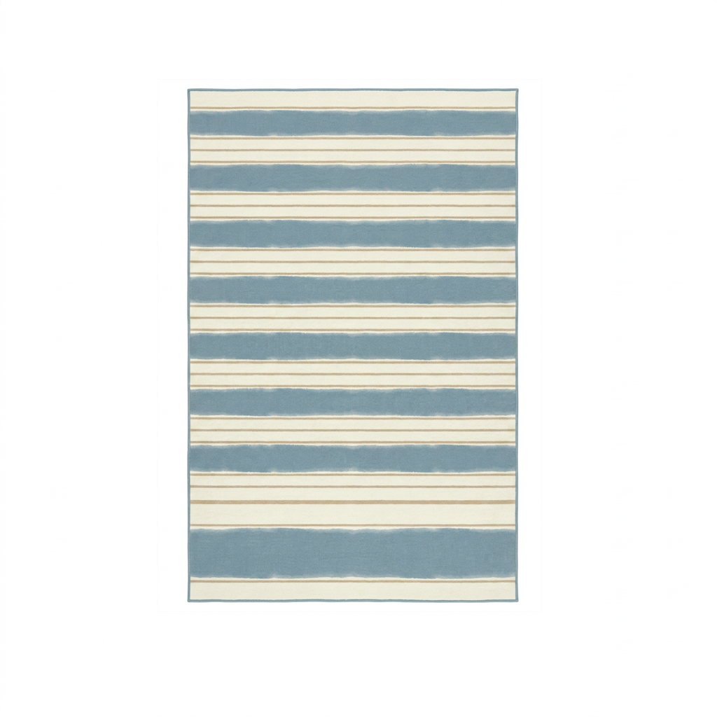 Coastal Stripe Area Rug — Machine Washable, Blue & White Striped