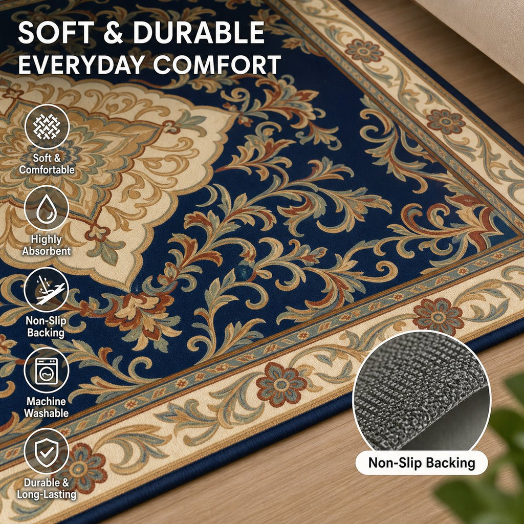 Persian Blue Medallion - Anti-Slip Comfort Detail