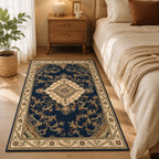 Persian Blue Medallion - Bedroom Bedside Rug Scene